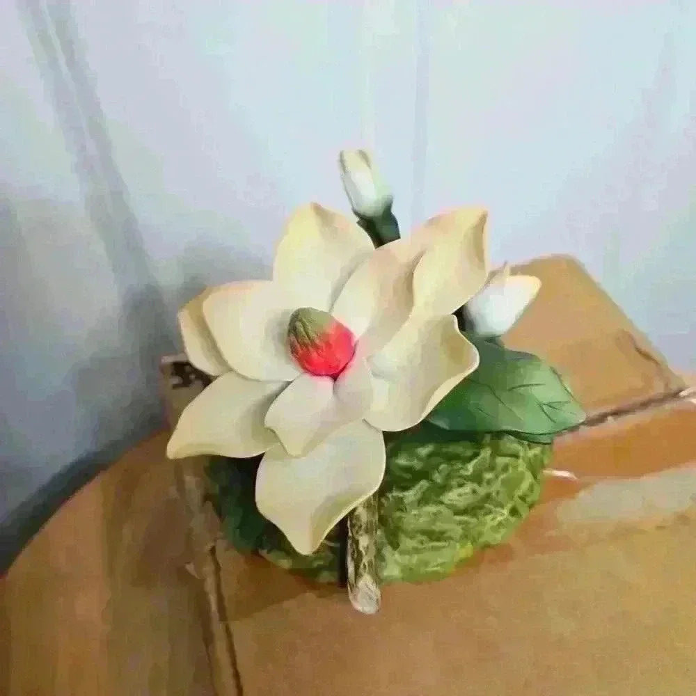 Ivory Magnolia Flower Candle‎ Topper